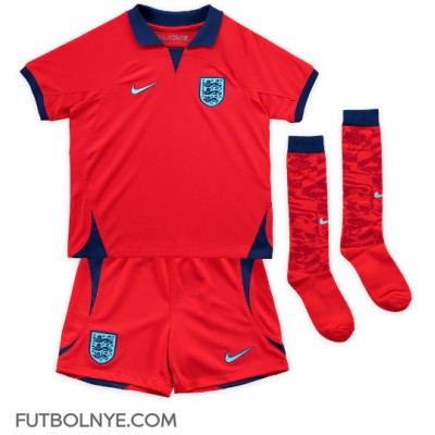Camiseta Inglaterra Harry Kane #9 Visitante Equipación para niños Mundial 2022 manga corta (+ pantalones cortos)